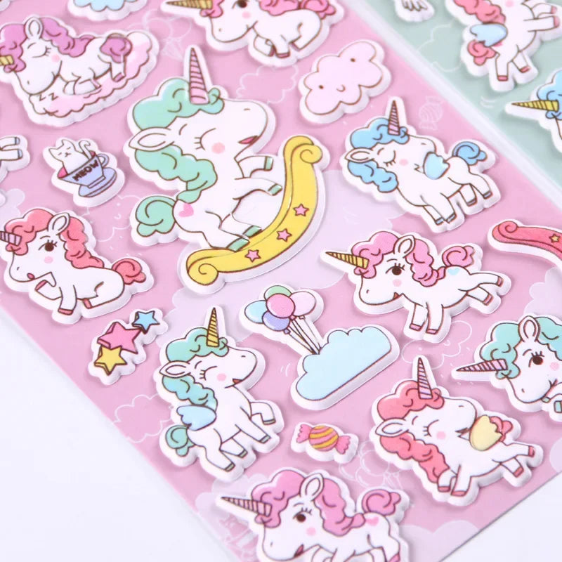 4PC Kawaii Unicorn Foam 3D Colorful Stickers