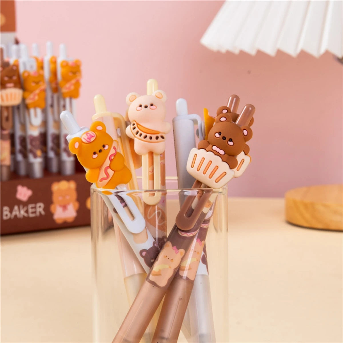 3PC Kawaii Caramel Milk Bear Mechanical Gel Pen-my kawaii office