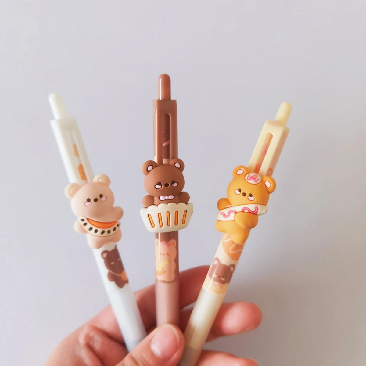 3PC Kawaii Caramel Milk Bear Mechanical Gel Pen-my kawaii office