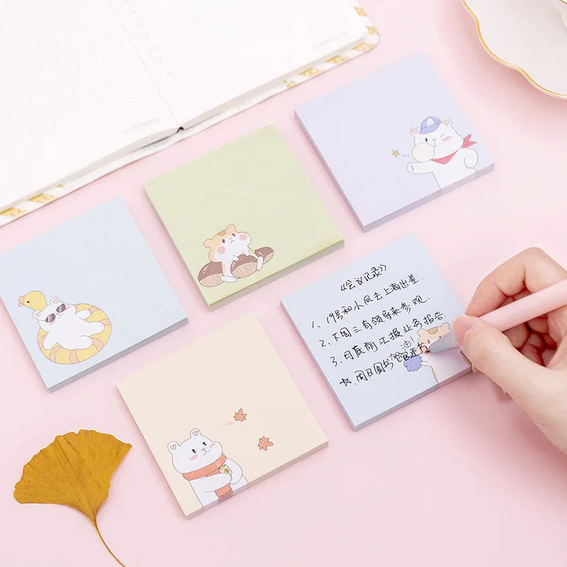 1PC Kawaii White Bear Hamster Memo Pad