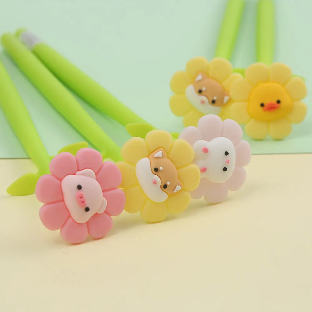 2PC Kawaii Flower Animals Gel Pen-my kawaii office