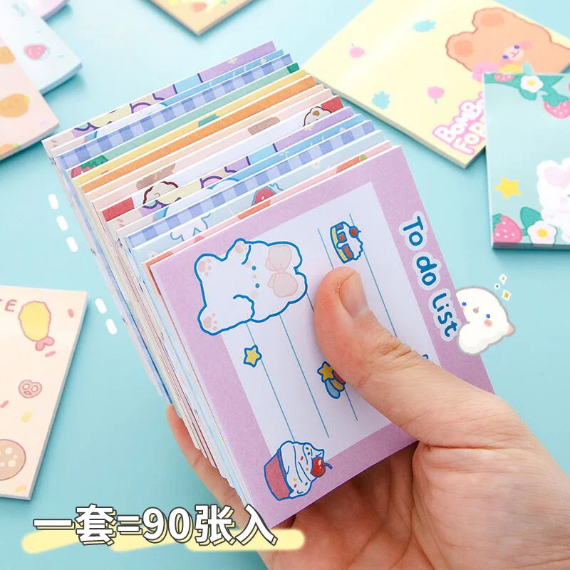 3 Pack Kawaii Rabbit Bear Memo Pad Sticky Notes