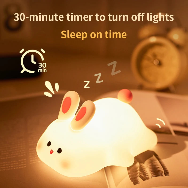 1PC Kawaii Rabbit Silicone Rechargeable Night Light