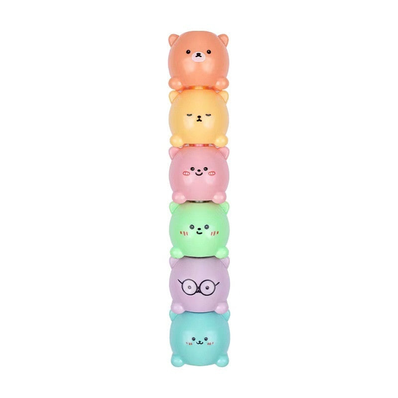 6PC Kawaii Chubby Bear Highlighters