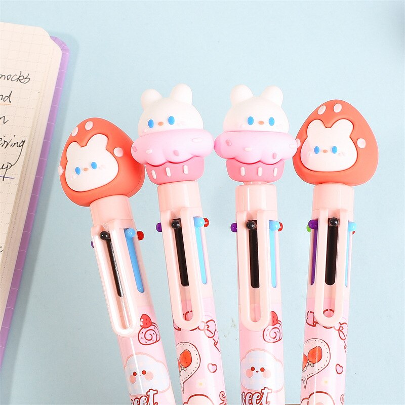 2PC Kawaii Strawberry Rabbit 6 Colors Ballpoint Pen-my kawaii office