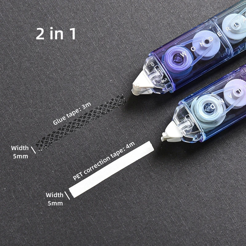 1PC Kawaii Gradient Color 2 in 1 Correction Glue Tape