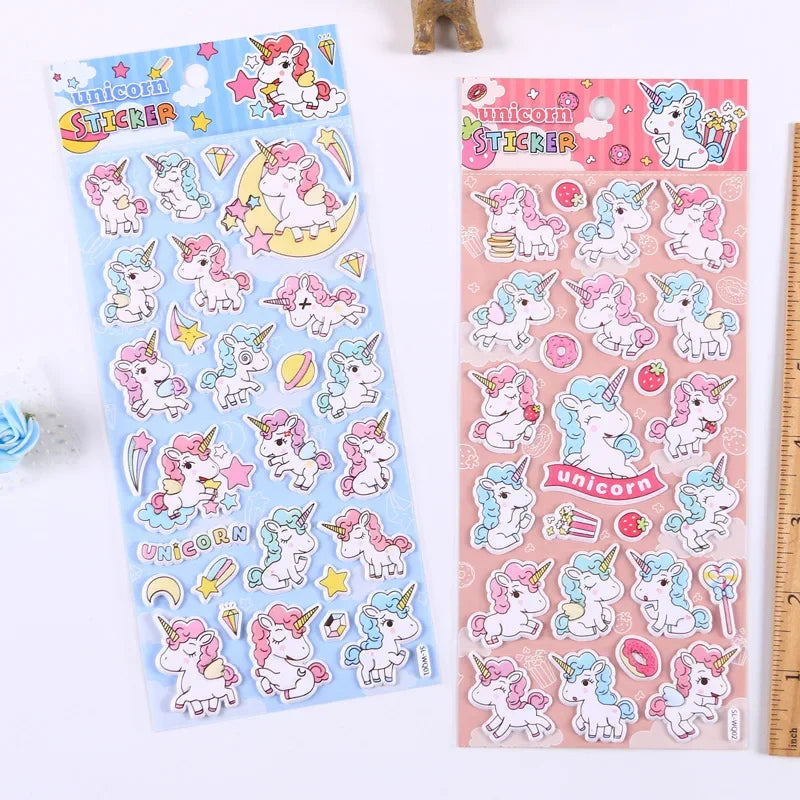 4PC Kawaii Unicorn Foam 3D Colorful Stickers