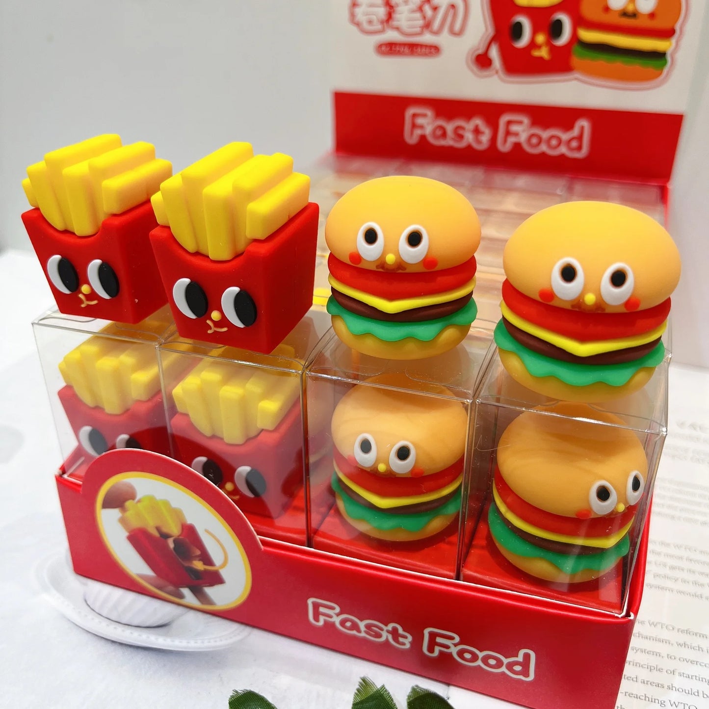2PC Kawaii Hamburger Fries Soft Pencil Sharpener