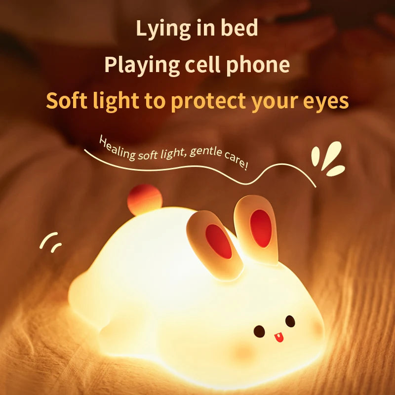 1PC Kawaii Rabbit Silicone Rechargeable Night Light