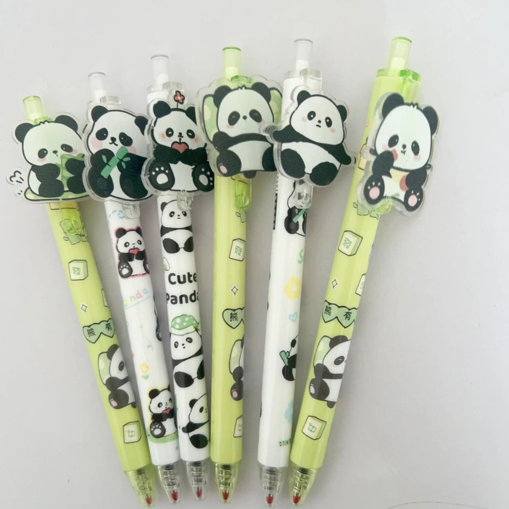 6PC Kawaii Panda Bamboo Mechanical Gel Pen-my kawaii office
