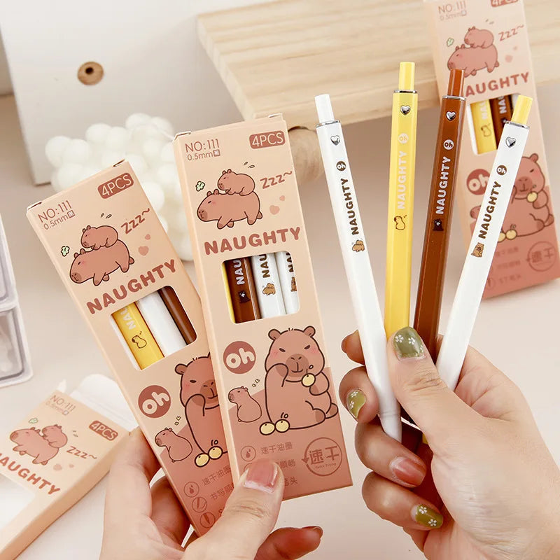 4PC Kawaii Capybara Mechanical Gel Pen-my kawaii office