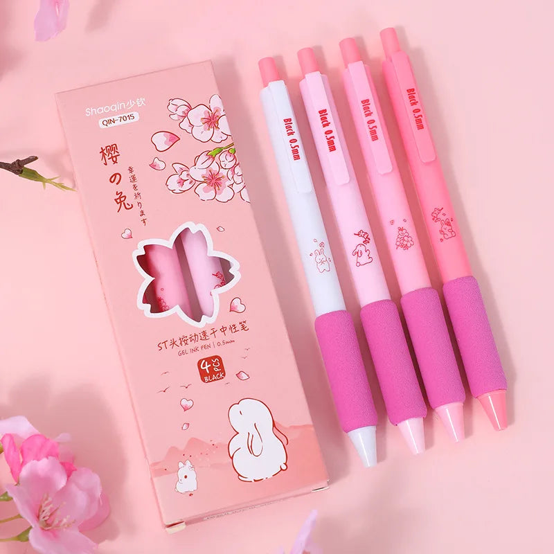 4PC Kawaii Sakura Bunny Mechanical Gel Ink Pen-my kawaii office