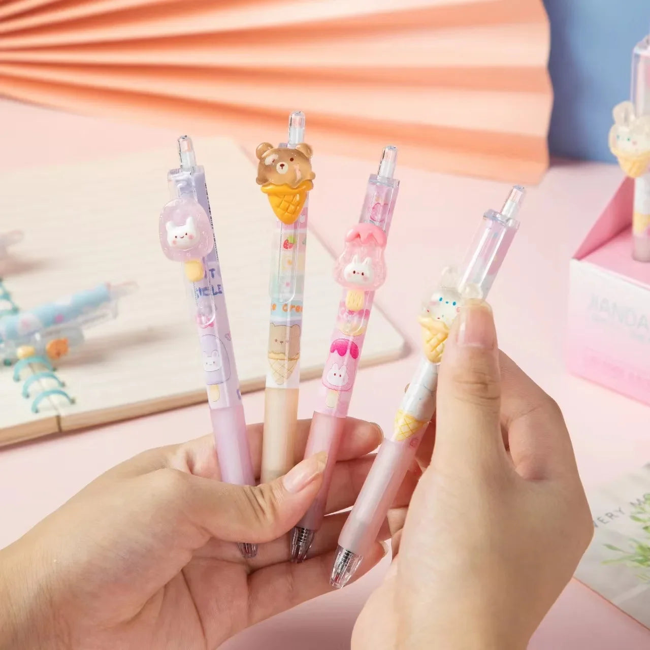 3PC Kawaii Sweet Ice Cream Animals Mechanical Gel Pen-my kawaii office