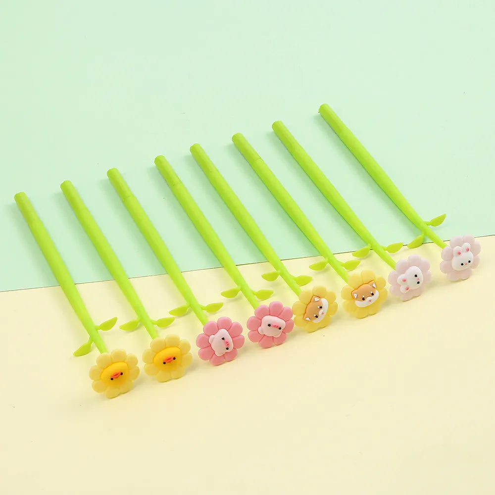 2PC Kawaii Flower Animals Gel Pen-my kawaii office