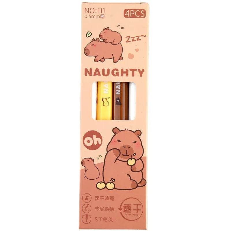 4PC Kawaii Capybara Mechanical Gel Pen-my kawaii office