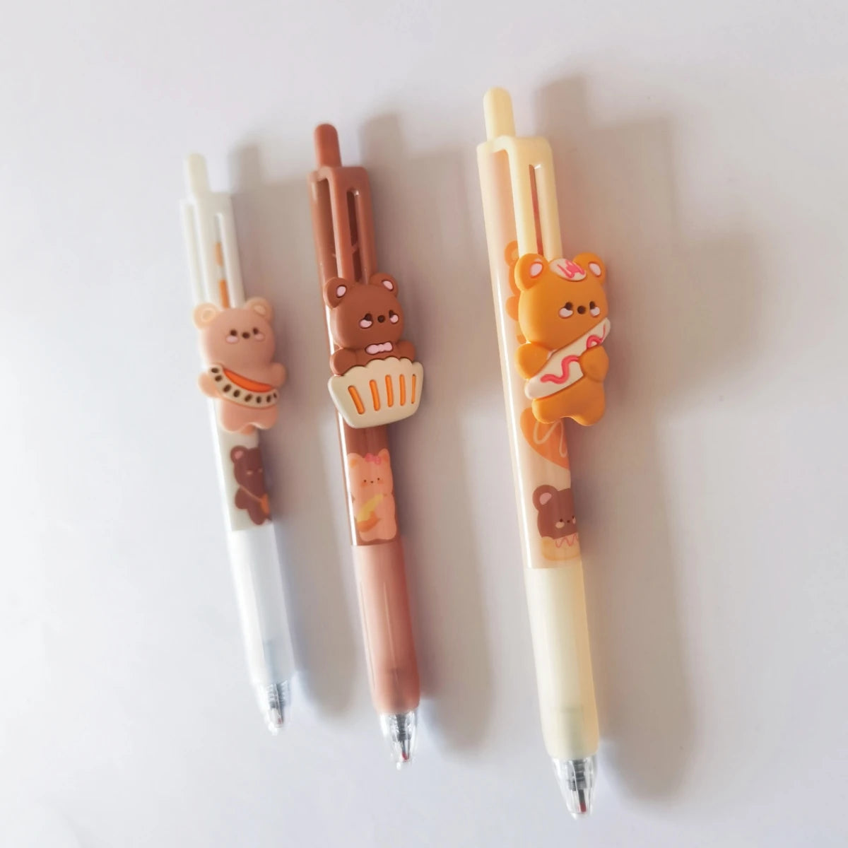 3PC Kawaii Caramel Milk Bear Mechanical Gel Pen-my kawaii office