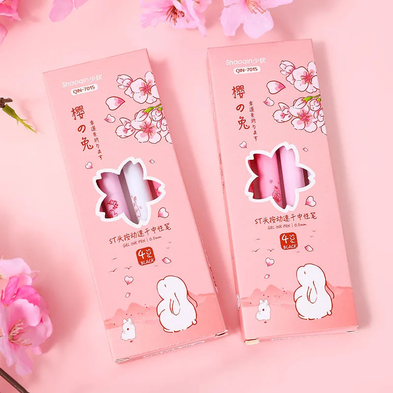 4PC Kawaii Sakura Bunny Mechanical Gel Ink Pen-my kawaii office