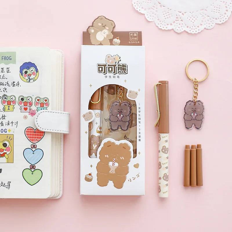 1PC Kawaii Cocoa Bear Fountain Pen Set-my kawaii office