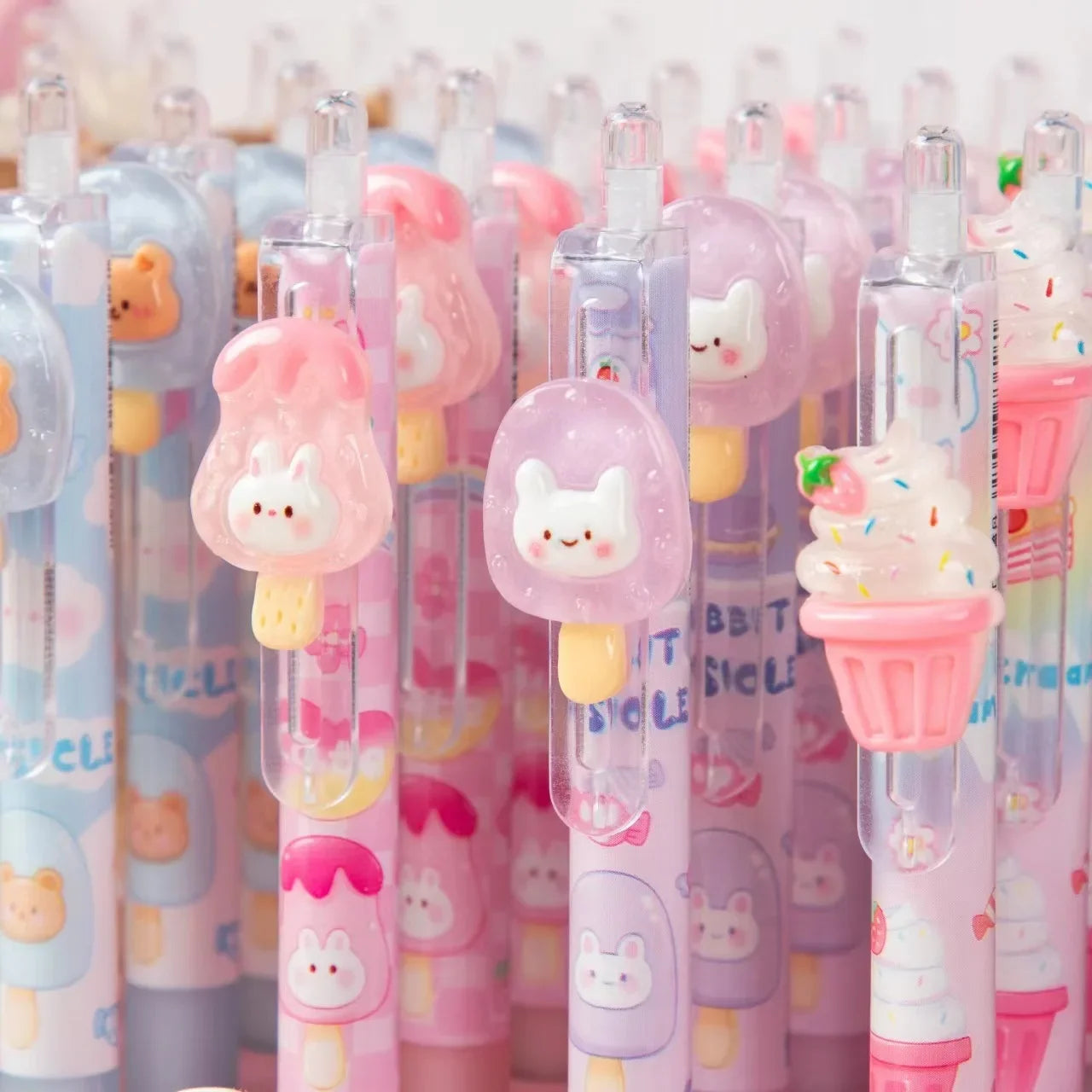 3PC Kawaii Sweet Ice Cream Animals Mechanical Gel Pen-my kawaii office