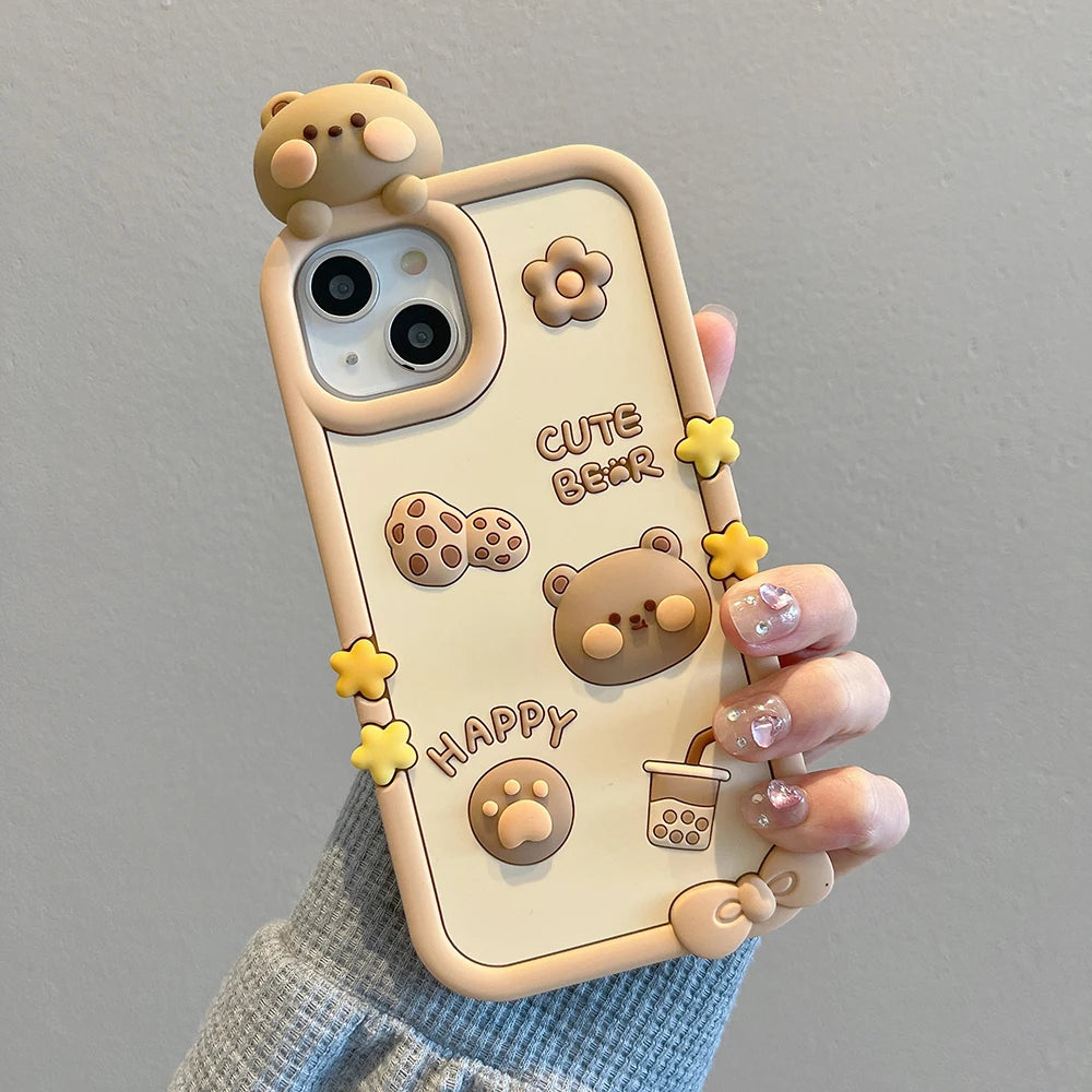 1PC 3D Cute Characters Phone Case For iPhone