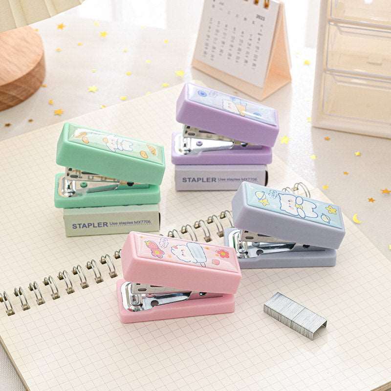 1PC Kawaii Animals Mini Portable Stapler Set