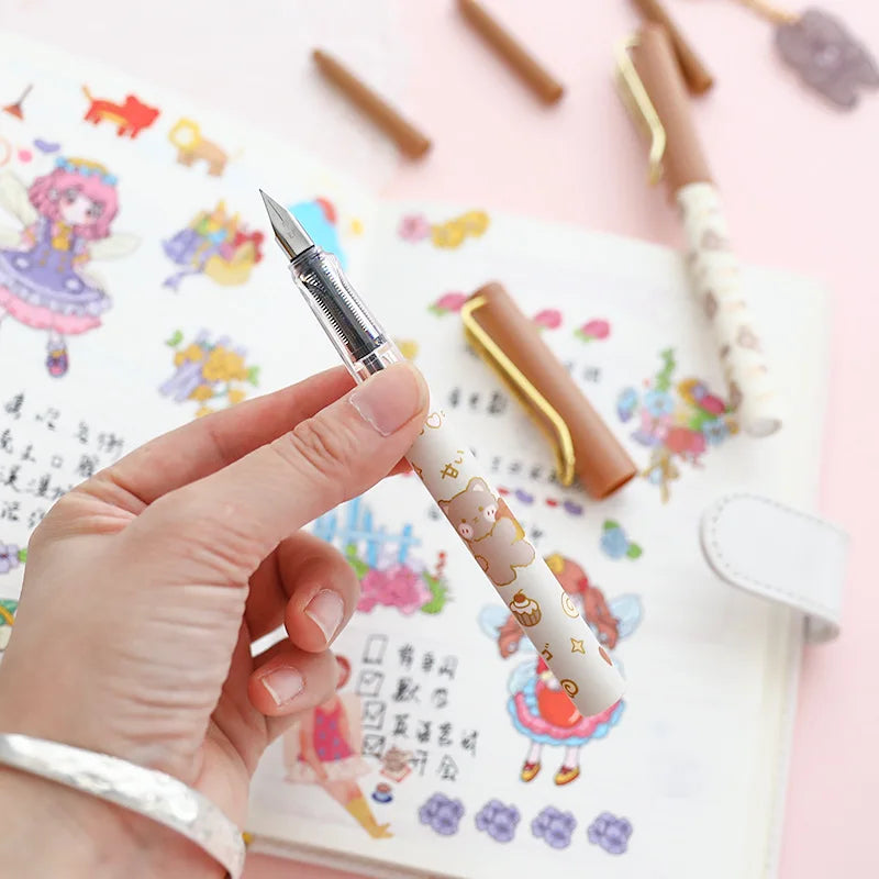 1PC Kawaii Cocoa Bear Fountain Pen Set-my kawaii office