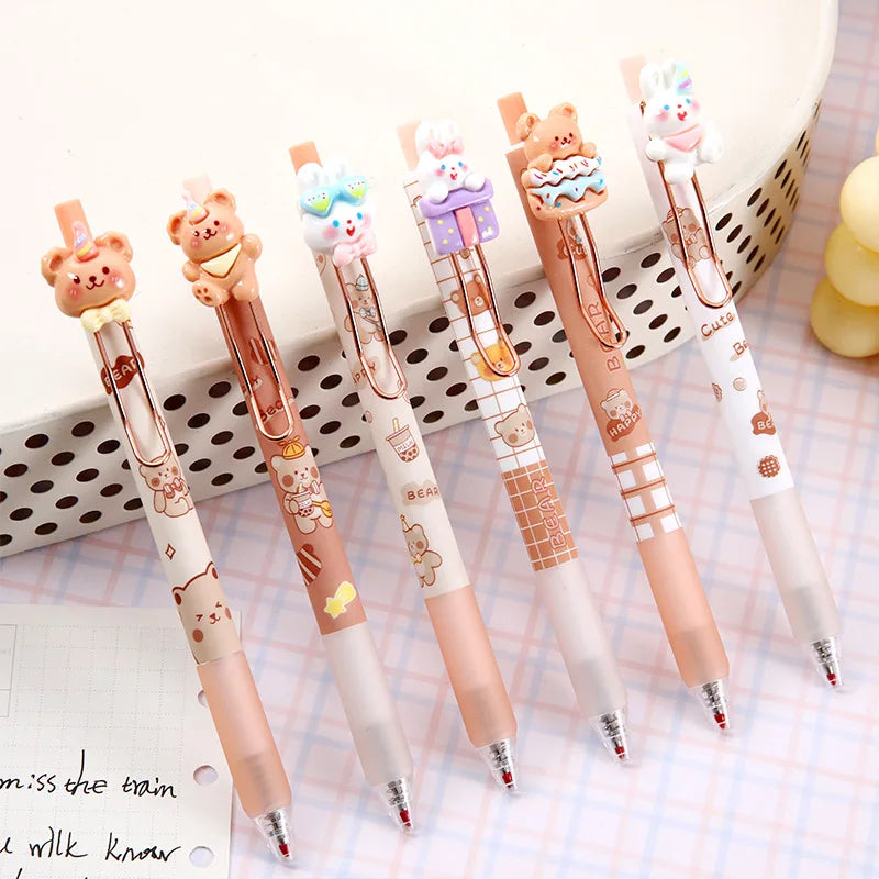 4PC Kawaii Party Bear Rabbit 3D Mechanical Gel Pen-my kawaii office