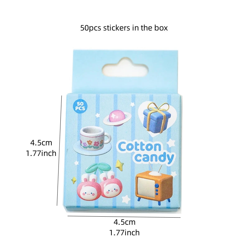 50PC Kawaii Cotton Candy Stickers