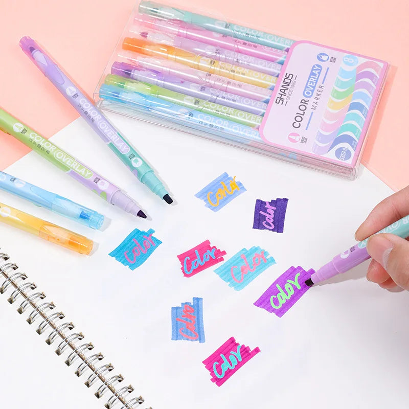 8PC Kawaii Color Overlay Dual-side Highlighters