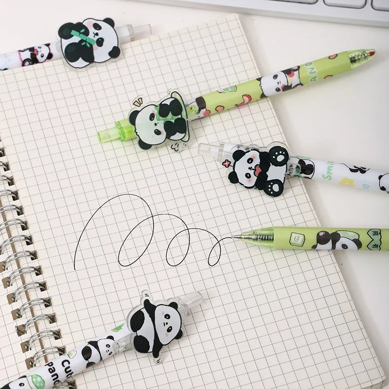6PC Kawaii Panda Bamboo Mechanical Gel Pen-my kawaii office