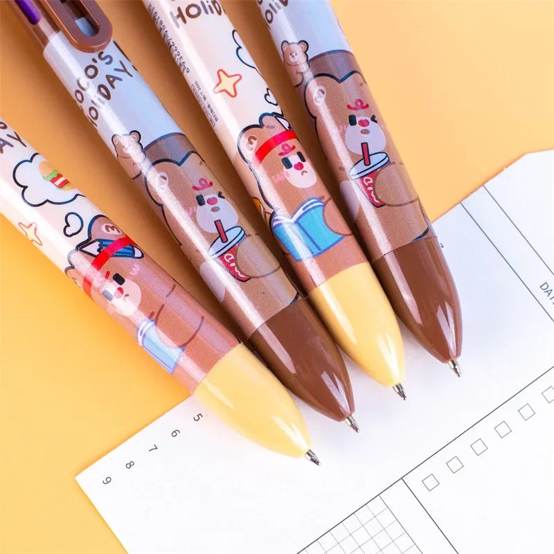 2PC Kawaii Coco Bear 6 Color Ballpoint Pen