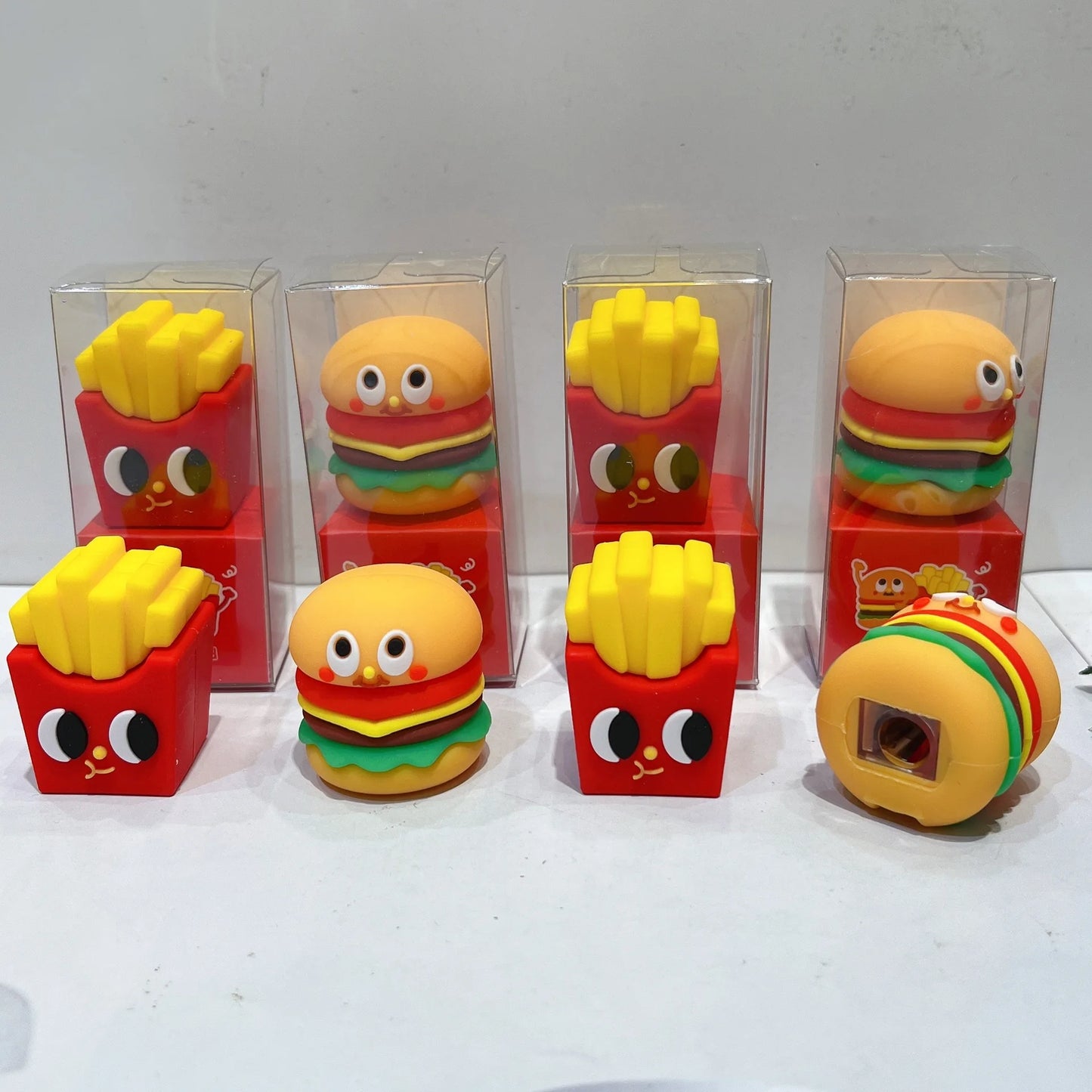 2PC Kawaii Hamburger Fries Soft Pencil Sharpener