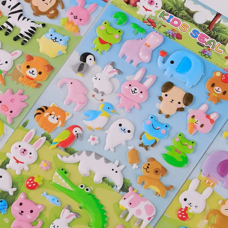 1PC Kawaii Animals Zoo Puffy 3D Stickers