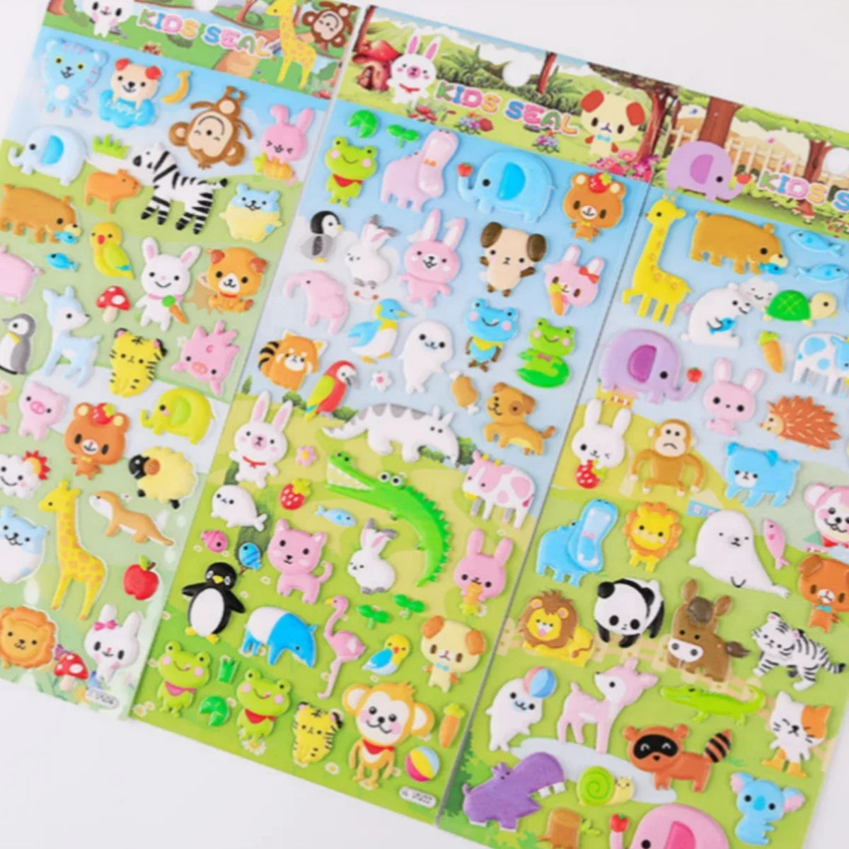 1PC Kawaii Animals Zoo Puffy 3D Stickers