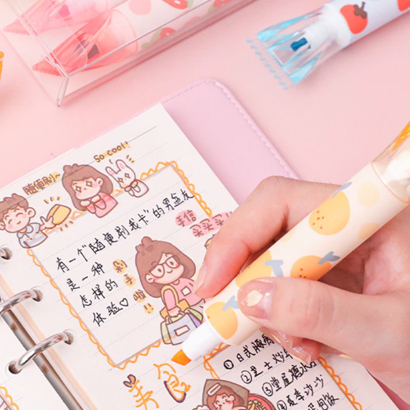 6PC Kawaii Fruit Aroma Double Head Highlighter