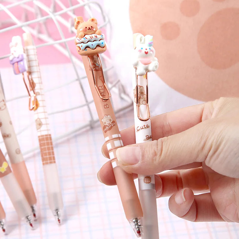 4PC Kawaii Party Bear Rabbit 3D Mechanical Gel Pen-my kawaii office