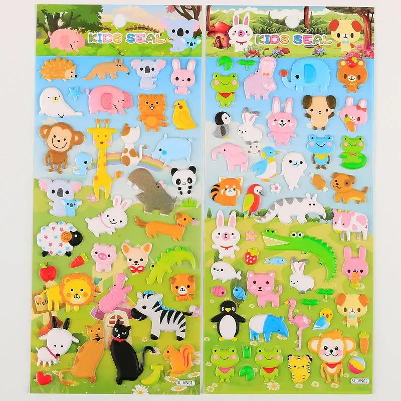 1PC Kawaii Animals Zoo Puffy 3D Stickers