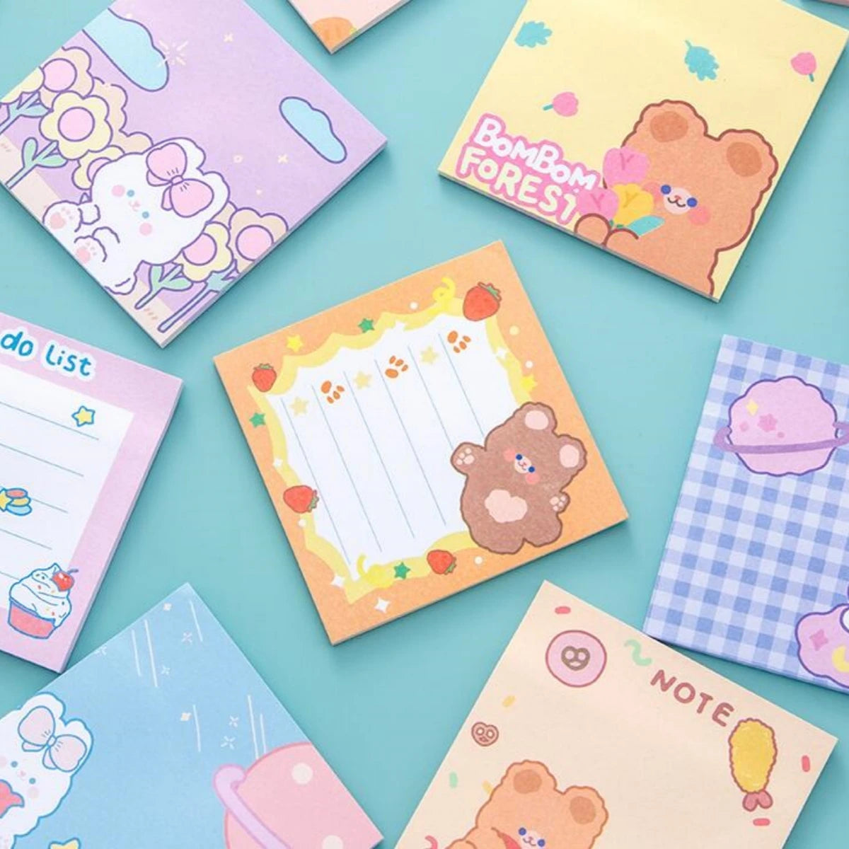 3 Pack Kawaii Rabbit Bear Memo Pad Sticky Notes