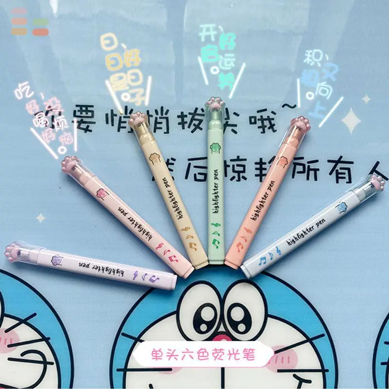 6PC Kawaii Cat Claw Color Highlighters