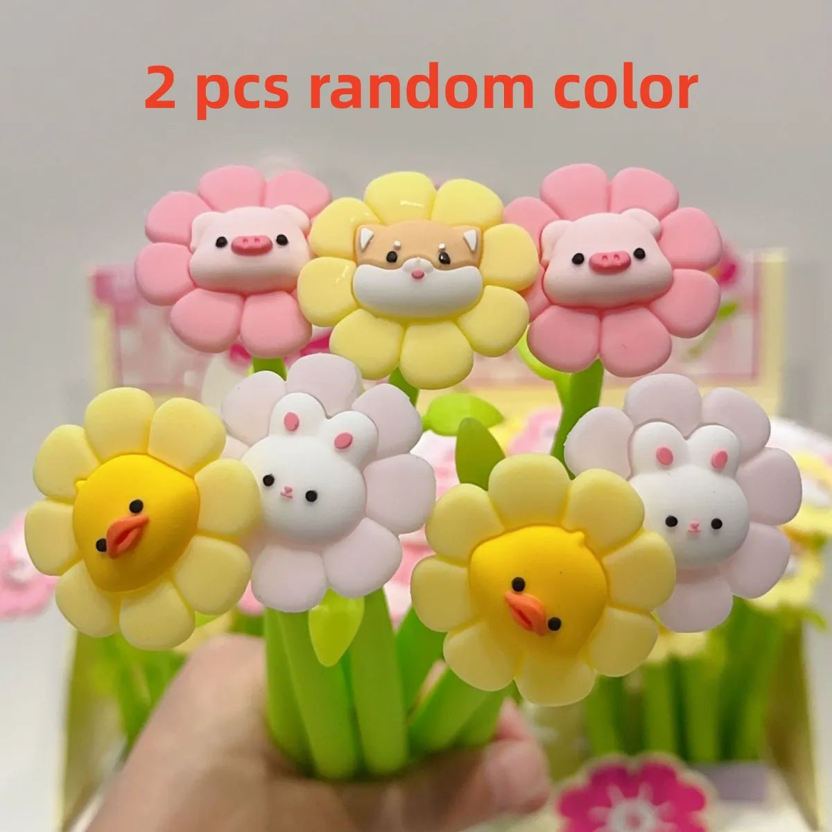 2PC Kawaii Flower Animals Gel Pen-my kawaii office