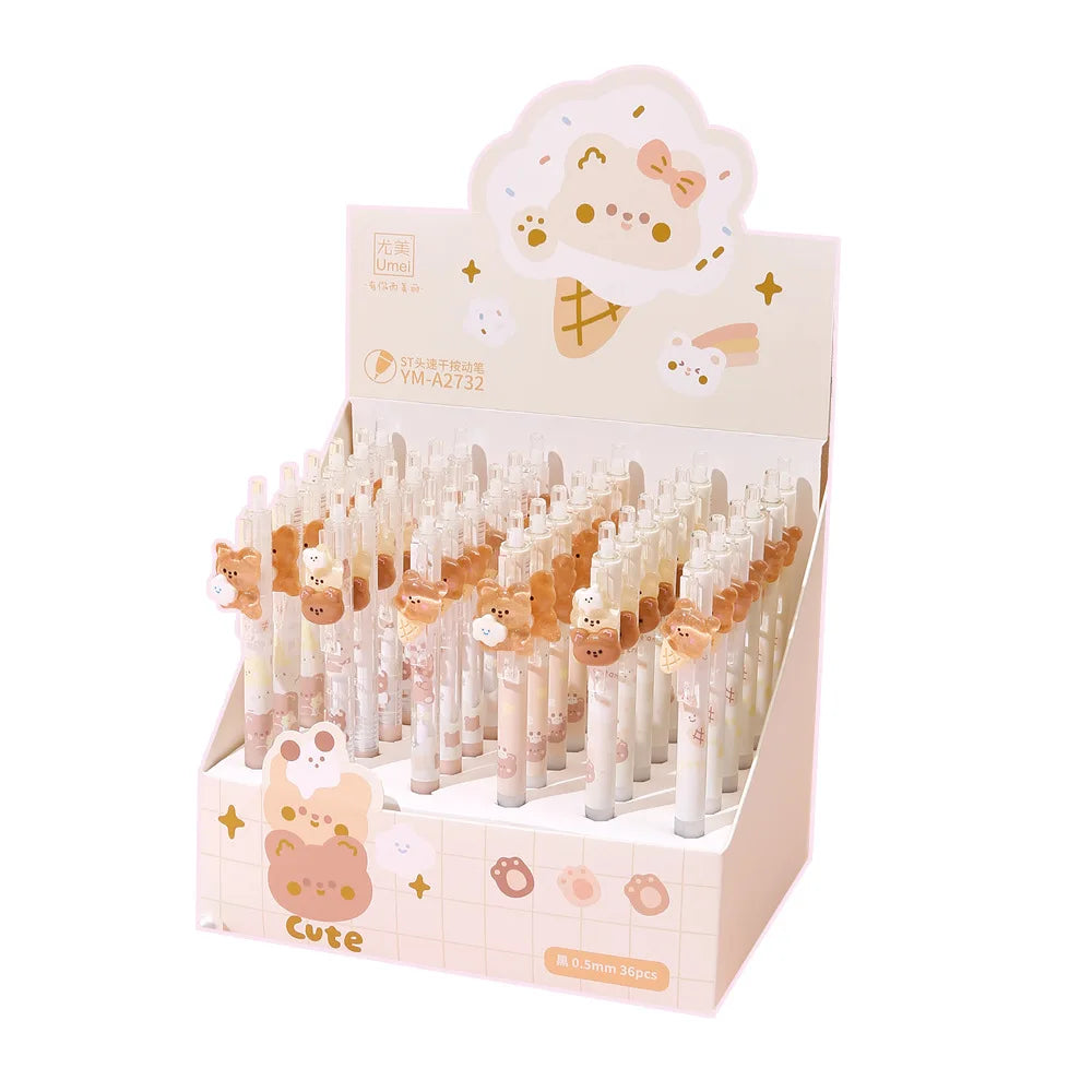 4PC Kawaii Little Brown Bear Mechanical Gel Pen-my kawaii office