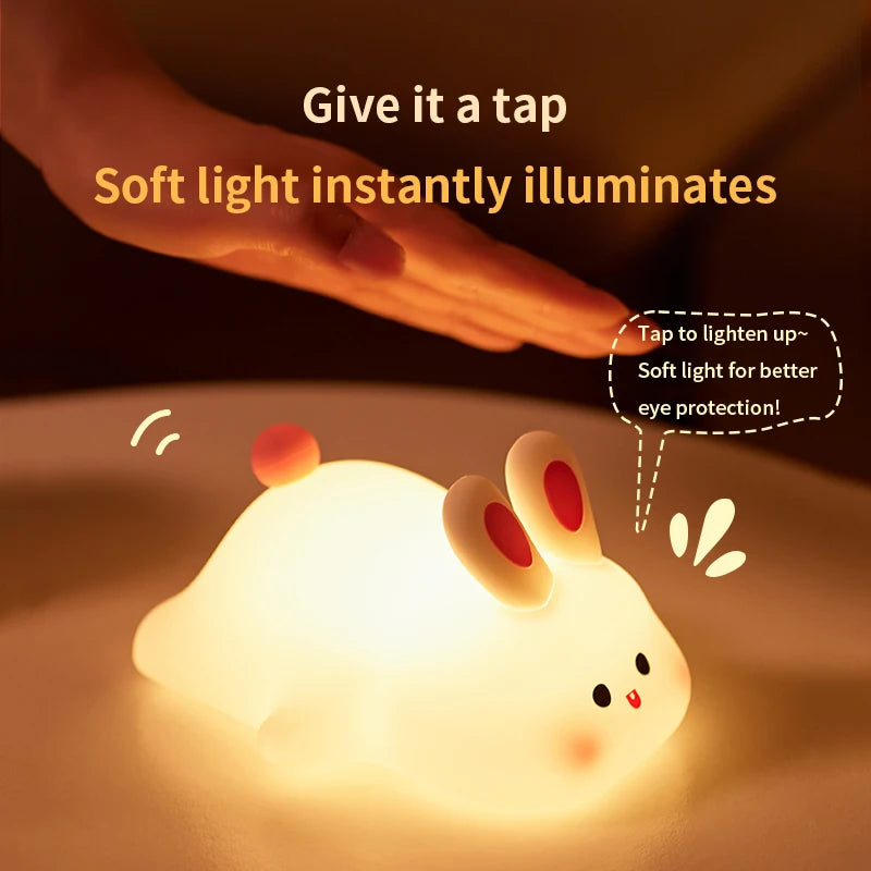 1PC Kawaii Rabbit Silicone Rechargeable Night Light