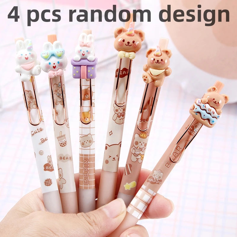 4PC Kawaii Party Bear Rabbit 3D Mechanical Gel Pen-my kawaii office