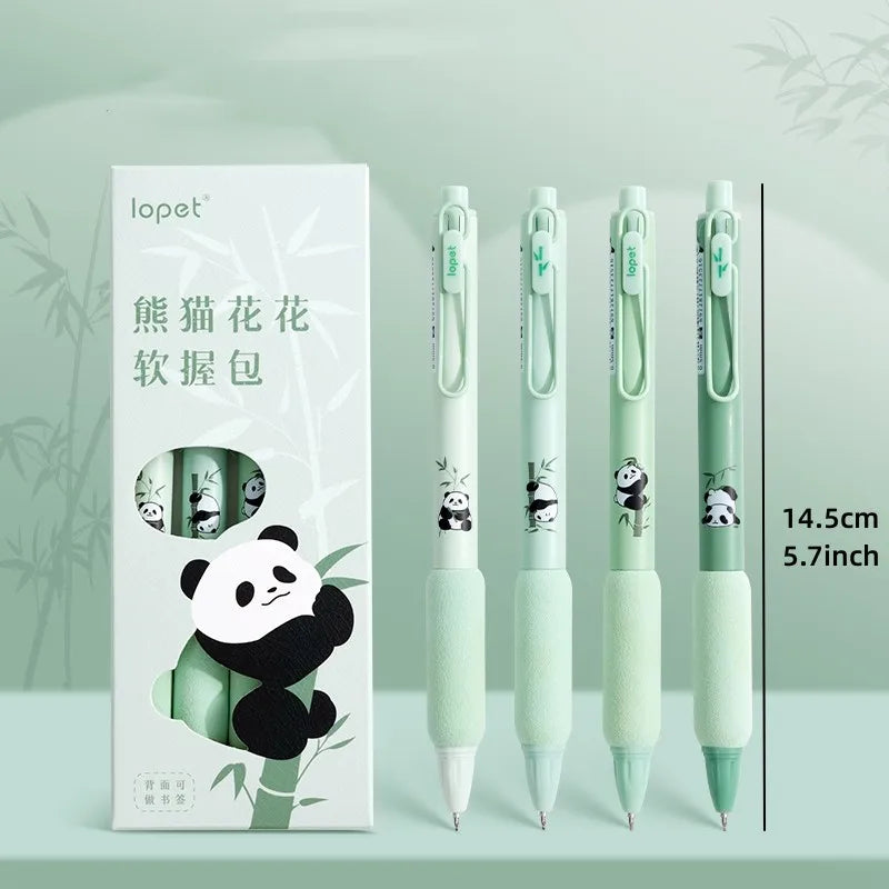 4PC Kawaii Panda Green Bamboo Soft Touch Gel Pen-my kawaii office
