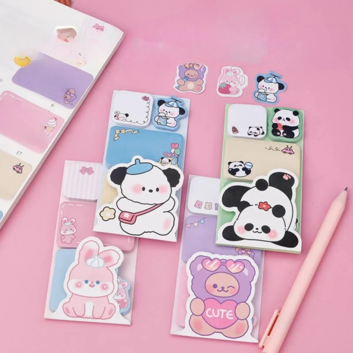 4PC Kawaii Animals Memo Pad Sticky Notes