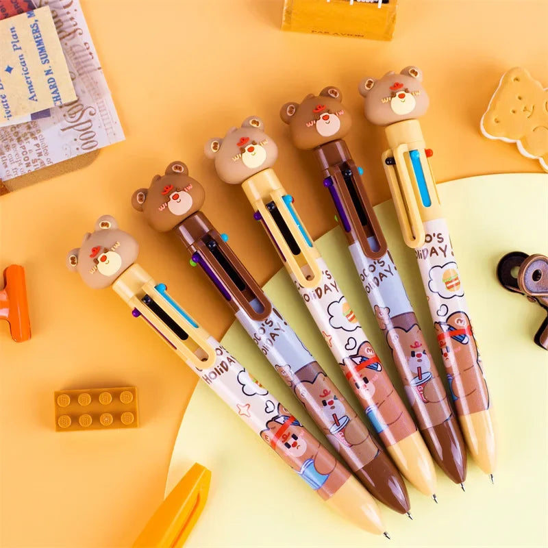 2PC Kawaii Coco Bear 6 Color Ballpoint Pen