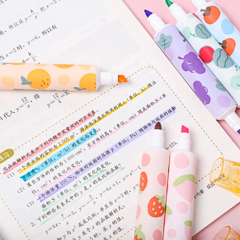 6PC Kawaii Fruit Aroma Double Head Highlighter