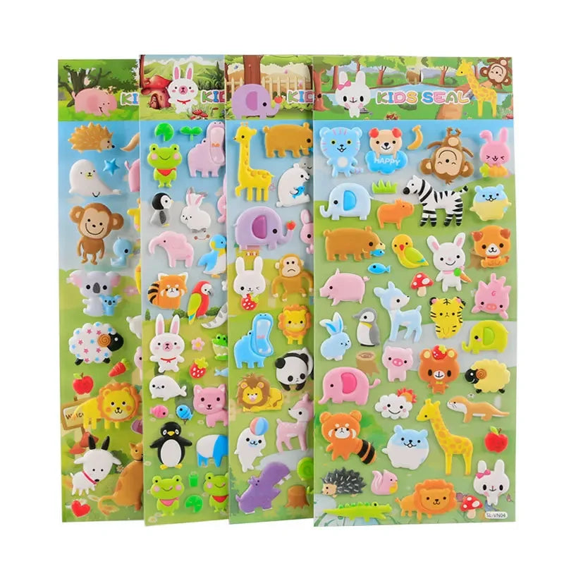 1PC Kawaii Animals Zoo Puffy 3D Stickers