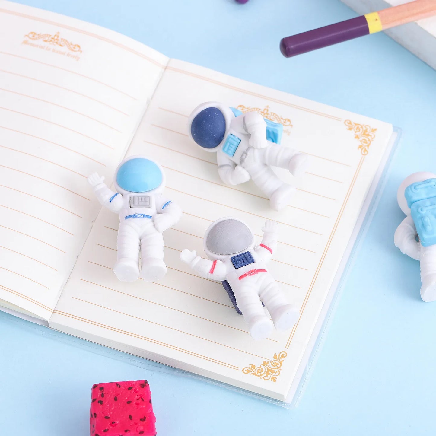 3PC Kawaii Space Astronaut Rubber Pencil Eraser