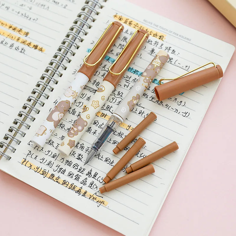 1PC Kawaii Cocoa Bear Fountain Pen Set-my kawaii office
